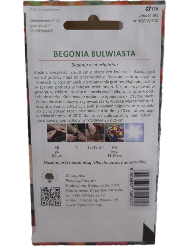 BEGONIA BULWIASTA WIELKOKWIATOWA MIX 0,01G