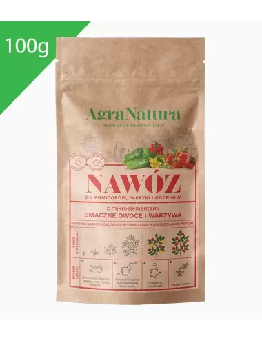 NAWÓZ "SMACZNE OWOCE I WARZYWA" 100g DO POMIDORÓW, OGÓRKÓW I PAPRYKI AGRA NATURA