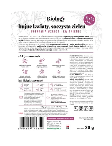 ROŚLINY OZDOBNE - BUJNE KWIATY, SOCZYSTA ZIELEŃ 20G POPRAWIA WZROST I KWITNIENIE